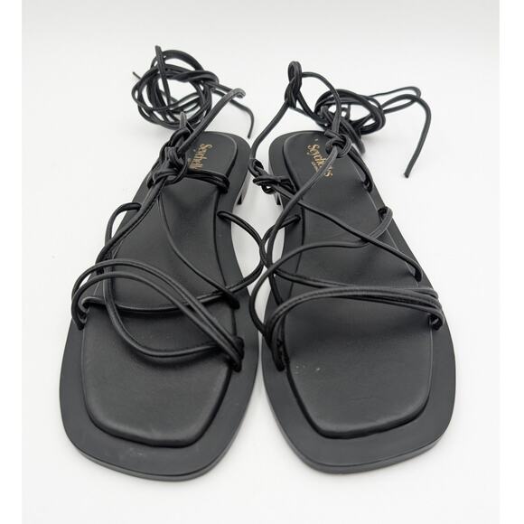 Seychelles Lilac Two Ankle Wrap Flat Sandal Women's Black Size US11 EU42 - Picture 3 of 11